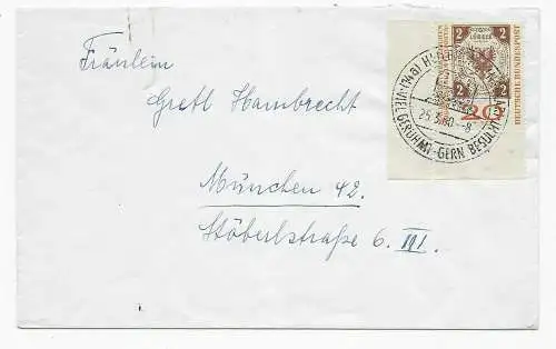 Brief von Heilbronn 1960 nach München, Eckrand Marke