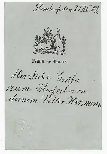 Ganzsache Postkarte Bixdorf 1902 nach Bromberg, Rückseitig privater Zudruck