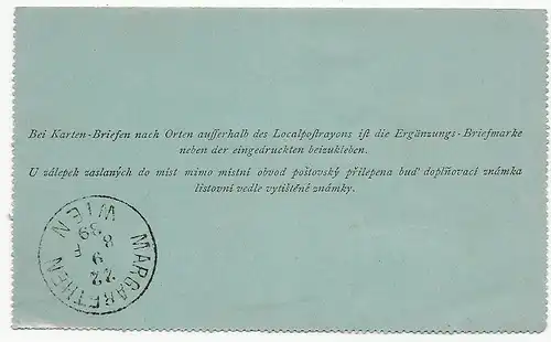Cartes Lettre de Kremsier à Vienne, 1889