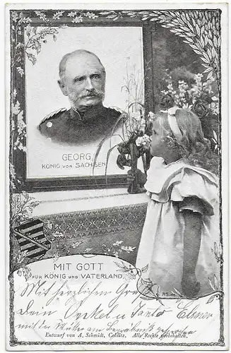 Königreich Sachsen: Georg von Sachsen 1904 mit Bahnpoststempel 
