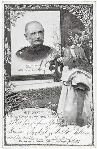 Königreich Sachsen: Georg von Sachsen 1904 mit Bahnpoststempel