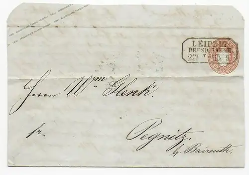 Brieffragment Leipzig 1865 nach Regnitz