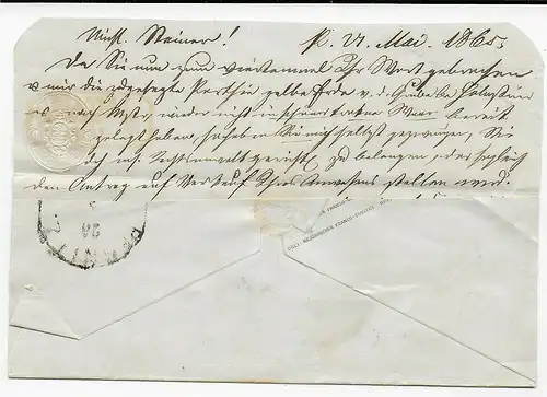 Brieffragment Leipzig 1865 nach Regnitz