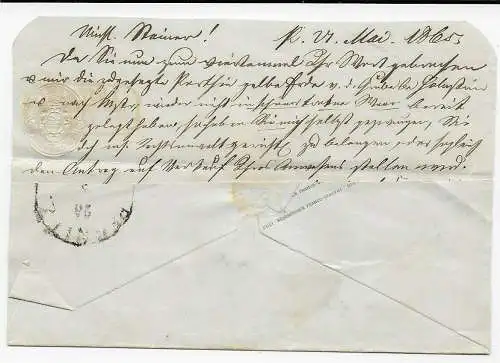 Fragment de la lettre Leipzig 1865 après Regnitz