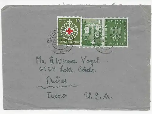 Brief von Duisburg nach Dallas/Texas USA, 1953