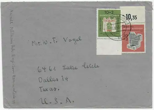 Brief von Duisburg 1953 nach Dallas/Texas USA