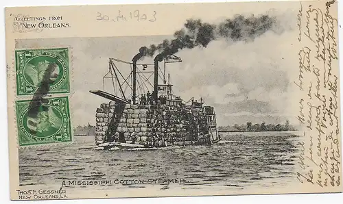 Mississippi Cotton Steamer New Orleans, 1903 to France