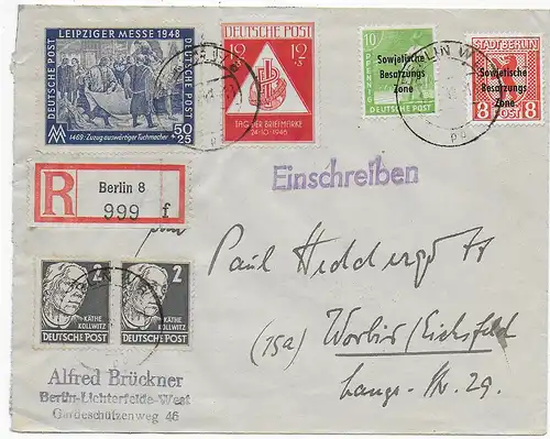 Einschreiben Berlin 1948 nach Wobris, Eichsfeld