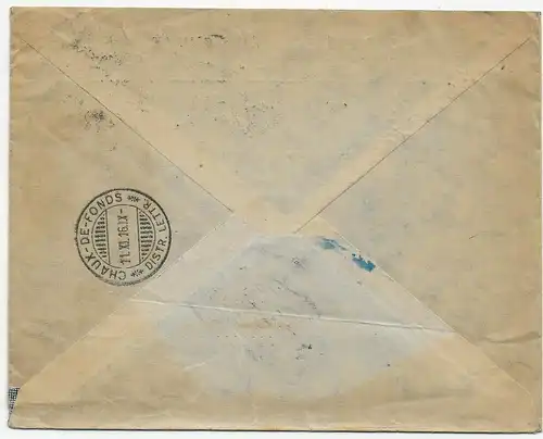 Einschreiben Zürich, 1916, Chaux de Fonds, Abteilung russische Kriegsgefangene