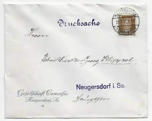 Lettre de la Société Cerevisia Neugersdorf i. Sa 1927