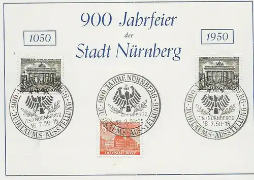 Carte spéciale: 900 anniversaire Nuremberg 1950