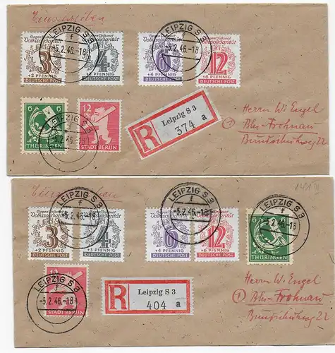 4x Einschreiben Leipzig 1946 nach Berlin