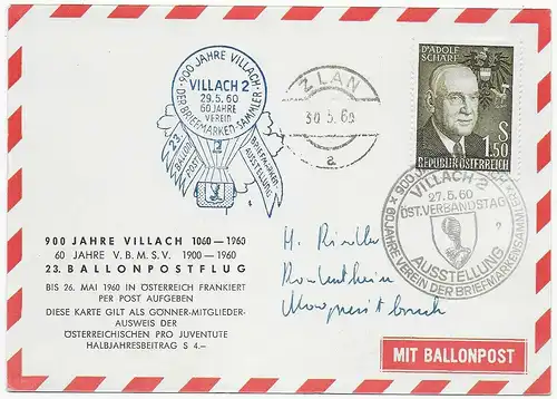 Poste de ballons Villach 1960.