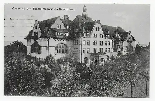 Ansichtskarte Chemnitz: Zimmermannsches Sanatorium 1920 nach Neugerndorf