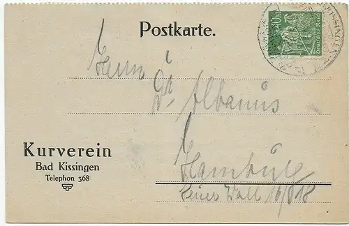 Bad Kissingen, Kurverein d'après Hambourg 1923