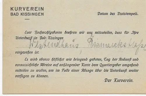 Bad Kissingen, Kurverein d'après Hambourg 1923