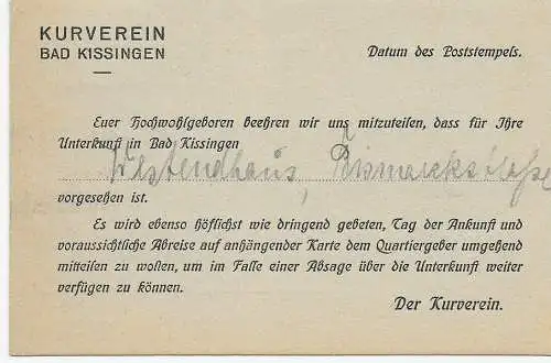 Bad Kissingen, Kurverein nach Hamburg 1923