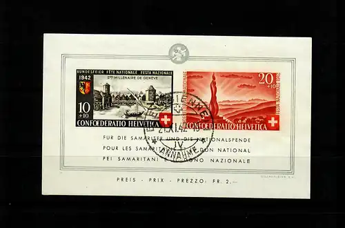 CH: MiNr. Block 7, gestempelt 1942