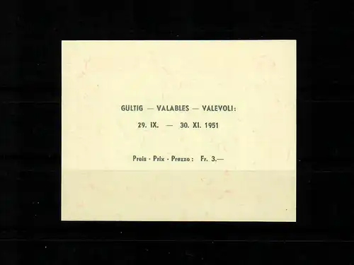 CH: Min. Block 14, post-freease, ** , LUNABA Luzern, 1951