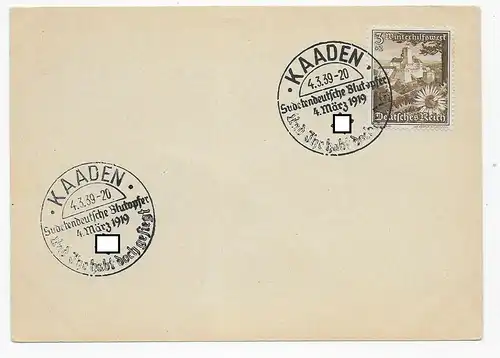 Carte de la victime allemande Sudenten, Kaaden 1939