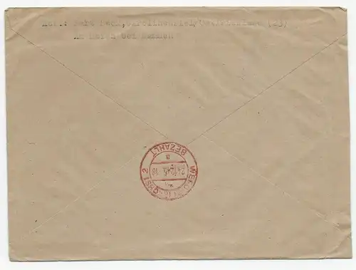 Inscription Carolinensiel/Est de la Frise - Werdau/Saxe,1945 Au dos payé