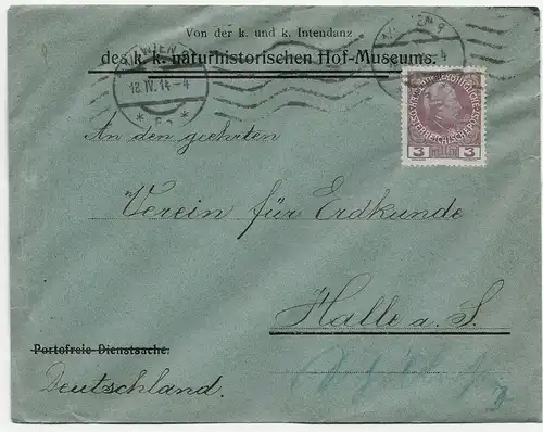 Naturhistorisches Hof-Museum 1914 nach Halle, Verein für Erdkunde