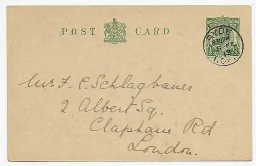 Post card 1913, Isle of Wight: Ryde to London; Annual Meeting Y.M.C.A.