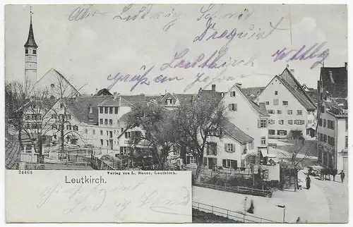 Ansichtskarte Leutkirch, 1908 nach Fürth