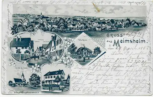 Ansichtskarte: Gruss aus Meimsheim, 1902 nach Fürth