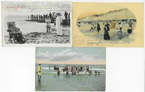 3x Carte de vue Westerland sur Sylt: Feldpost 1914 vers Hambourg