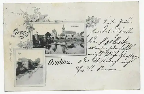 Ansichtskarte: Gruss aus Ornbau, 1908 Mittelfranken nach Fürth
