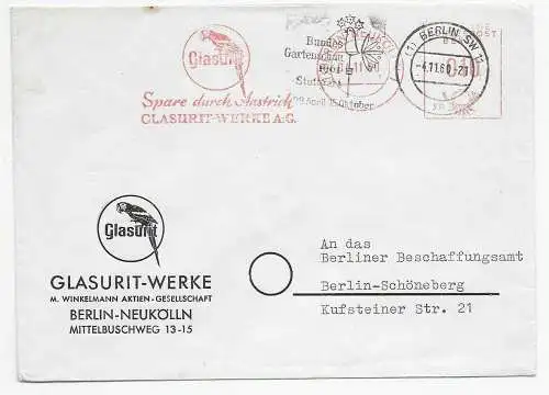 Publicité Glasturit Werke, Perroquet, 1960 Berlin, timbres publicitaires et timbre gratuits