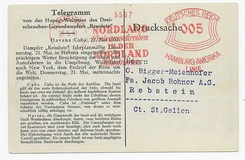 Hambourg-Amérique ligne, timbre publicitaire Nordland concours, voyage mondial, 1931