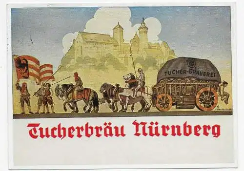 Tampon publicitaire Poste aérien 1959 Cologne avec publicité Tucherbräu Nuremberg