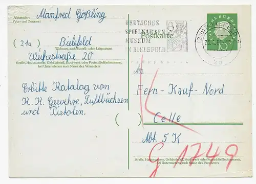 Tampon publicitaire Musée des cartes à jouer Bielefeld 1960