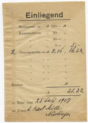 Einschreiben Esslingen/Oberesslingen nach Nürtingen. Marken Firmenlochung Perfin