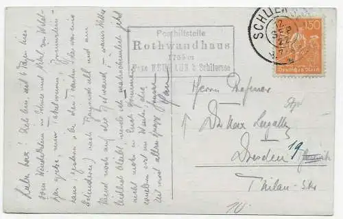 Carte postale Schliersee avec service postal Rothwandhaus, 1922