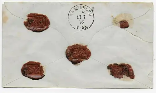 Enveloppe complète avec capacite supplémentaire pour Neustadt Magdeburg, 1876