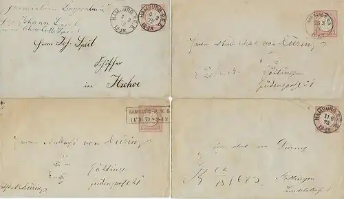 6x Belege Hamburg um 1870, 5x davon Brustschilde