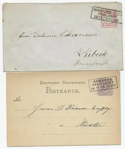 6x pièces justificatives Hambourg vers 1870, 5x dont boucliers mammaires