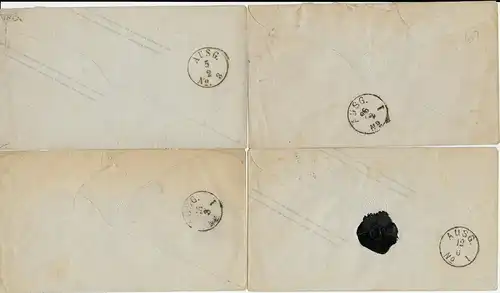 6x pièces justificatives Hambourg vers 1870, 5x dont boucliers mammaires