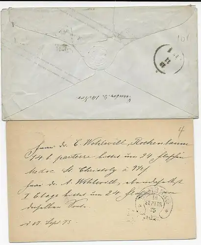 6x pièces justificatives Hambourg vers 1870, 5x dont boucliers mammaires