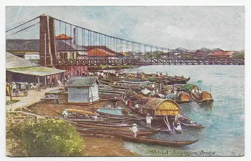 Carte de Manille. Suspension Bridge 1911 to Hannover/Germany