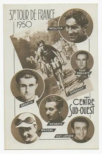 37th. Tour de France 1950, Post card Bicycle