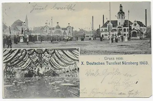 Gruss du Xe Festival de la Turnfest allemande Nuremberg 1903