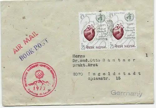 Book Post, Kathmandu, Deutsche Evererst Lhotse Expedition 1972, Air mail