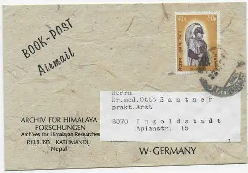 Kathmandu, Deutsche Evererst Lhotse Expedition 1972, Air mail, Book post