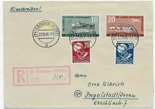 Einschreiben Ebingen nach Ingoldstadt, 1949