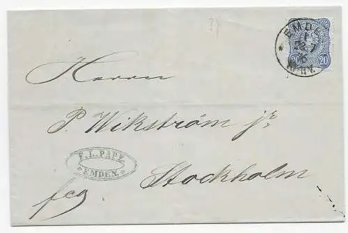 Brief 1876 Emden nach Stockholm, BPP Signatur
