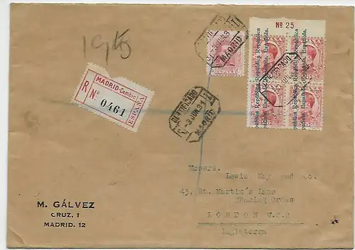 Registered Madrid 1931 to London